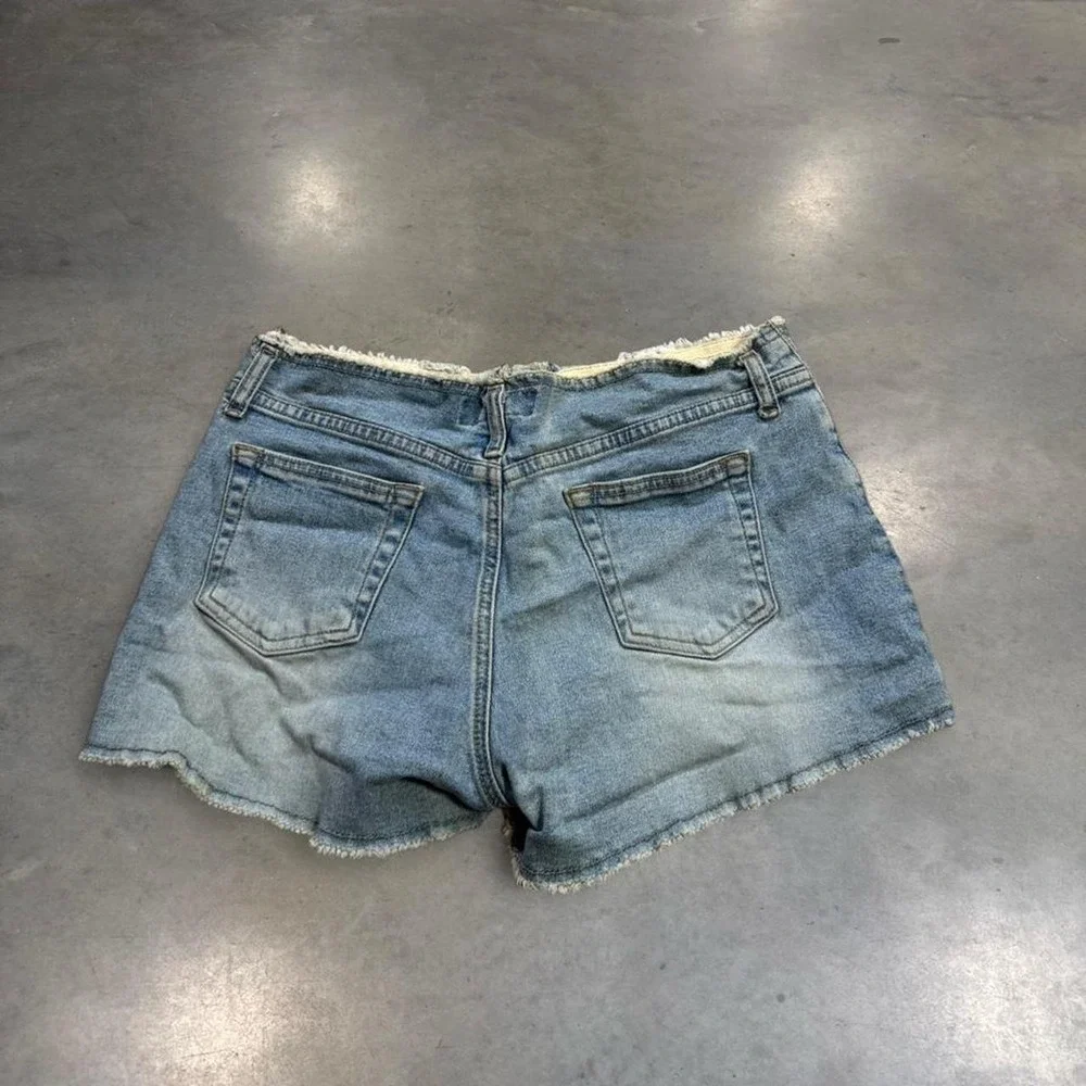 It Jeans Blue Denim Shorts Y2K Frayed Raw Hem Cut Offs Womens 5